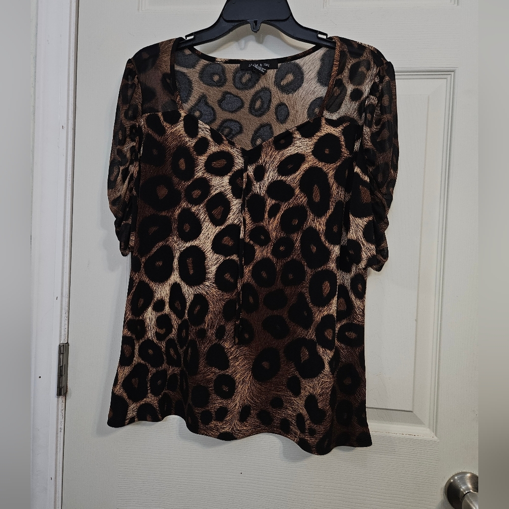Apt. 9 Brown and Black Leopard Print Blouse